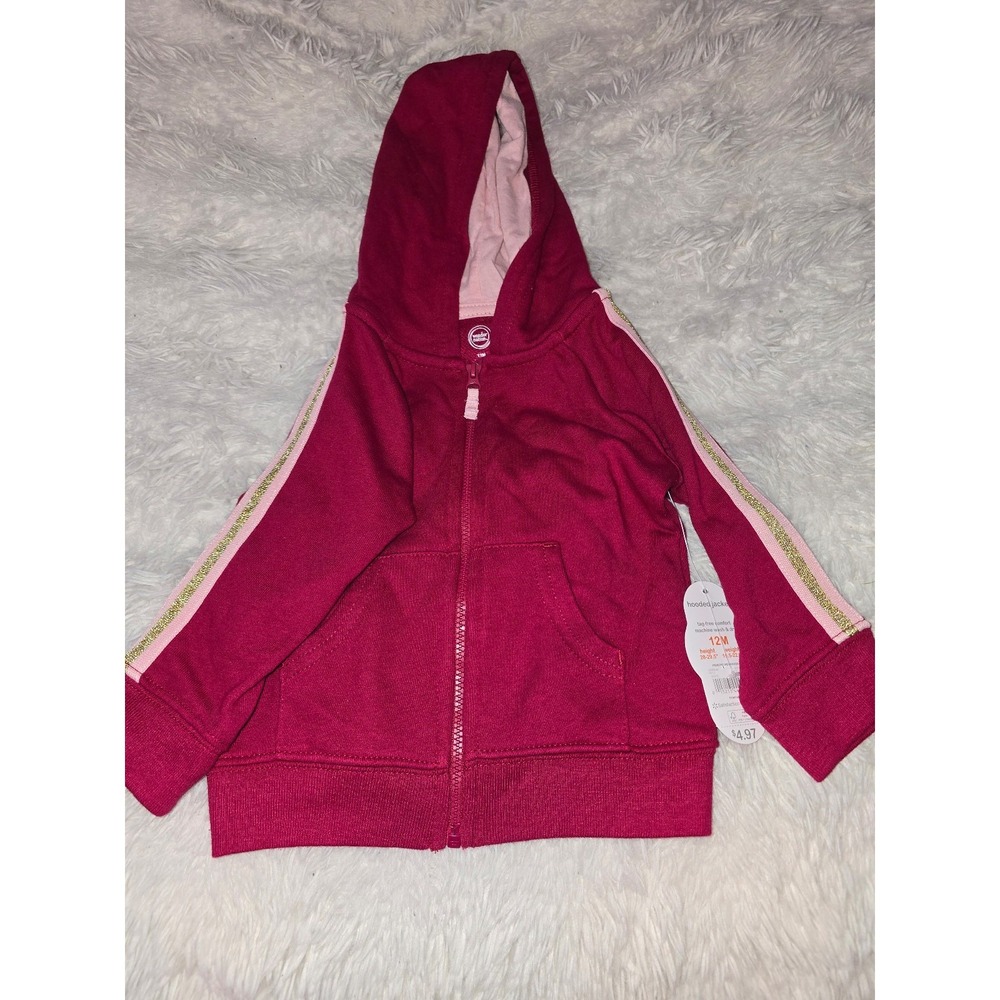 NWT Wonder Nation Pink Gold Glitter Zip Hoodie 12M